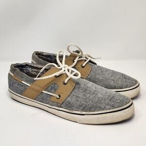 Tommy Bahama Men Stripe Breaker Lace Up Boat Shoes Size 10.5 D Blue Tan Casual
